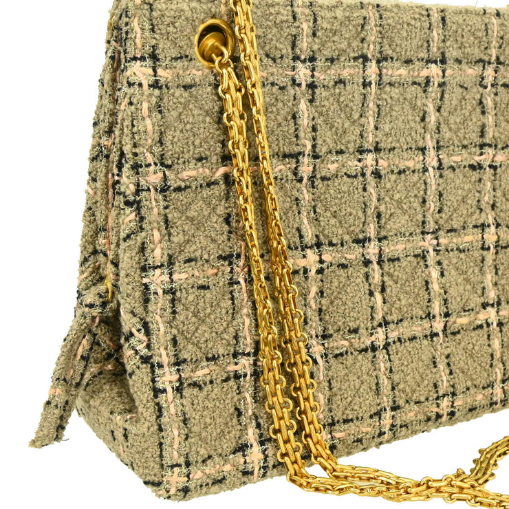 Chanel 1994-1996 Gray Tweed Chain Shoulder Bag