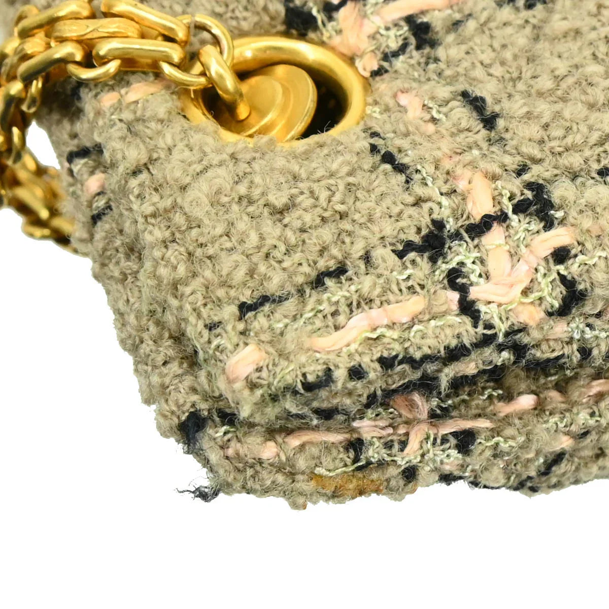 Chanel 1994-1996 Gray Tweed Chain Shoulder Bag