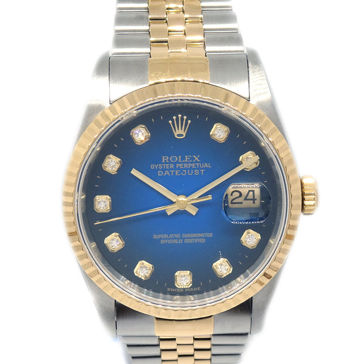 Rolex Oyster Perpetual Datejust Ref.16233G 34mm Watch 18KYG SS Diamond