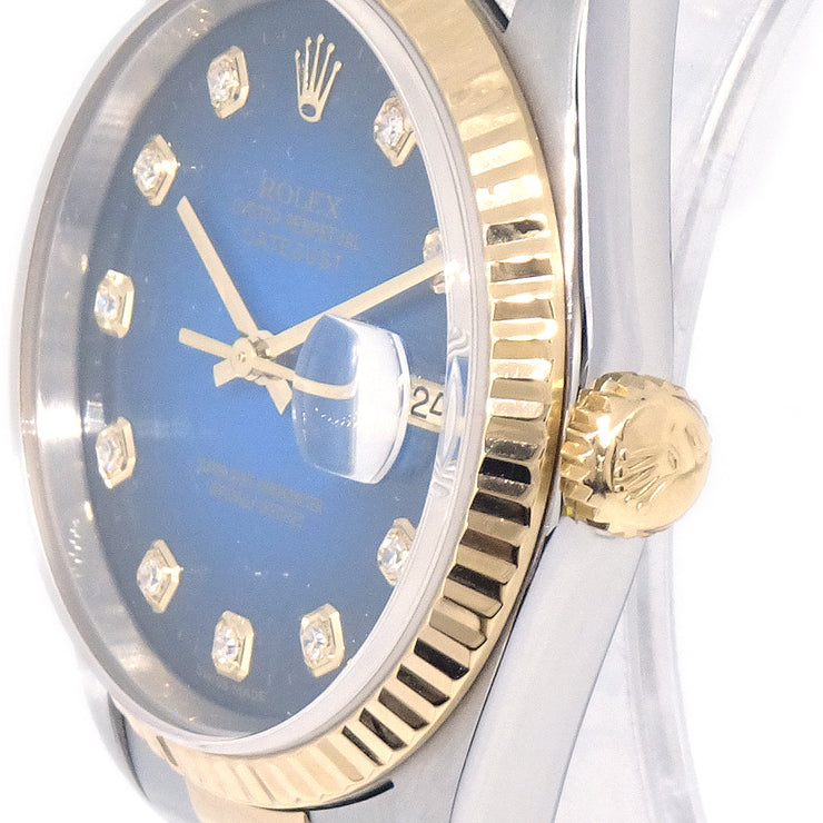 Rolex Oyster Perpetual Datejust Ref.16233G 34mm Watch 18KYG SS Diamond