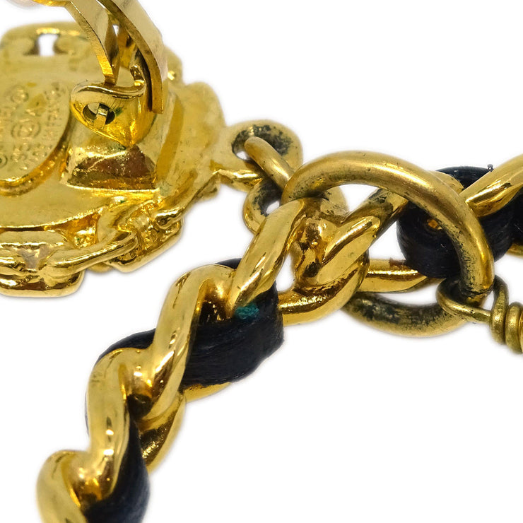 Chanel Hoop Earrings Gold Costume Pearl Clip-On 95A