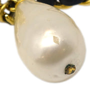 Chanel Hoop Earrings Gold Costume Pearl Clip-On 95A