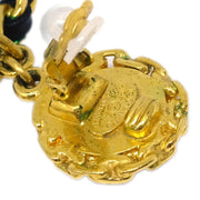 Chanel Hoop Earrings Gold Costume Pearl Clip-On 95A