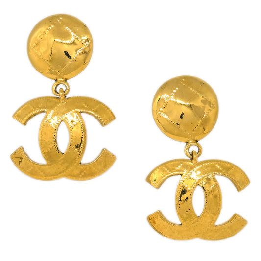 Chanel Dangle Earrings CC Clip-On Gold 94P