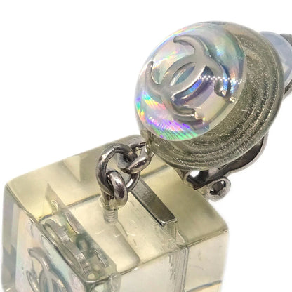 Chanel Dangle Cube Earrings Clip-On Clear 97P