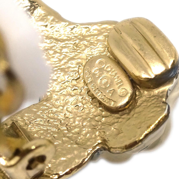 Chanel Gold White Camellia Earrings Clip-On 04A