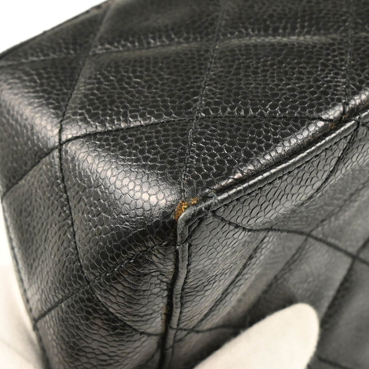 Chanel 1996-1997 Black Caviar Straight Flap Shoulder Bag