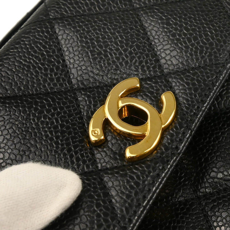 Chanel 1996-1997 Black Caviar Straight Flap Shoulder Bag