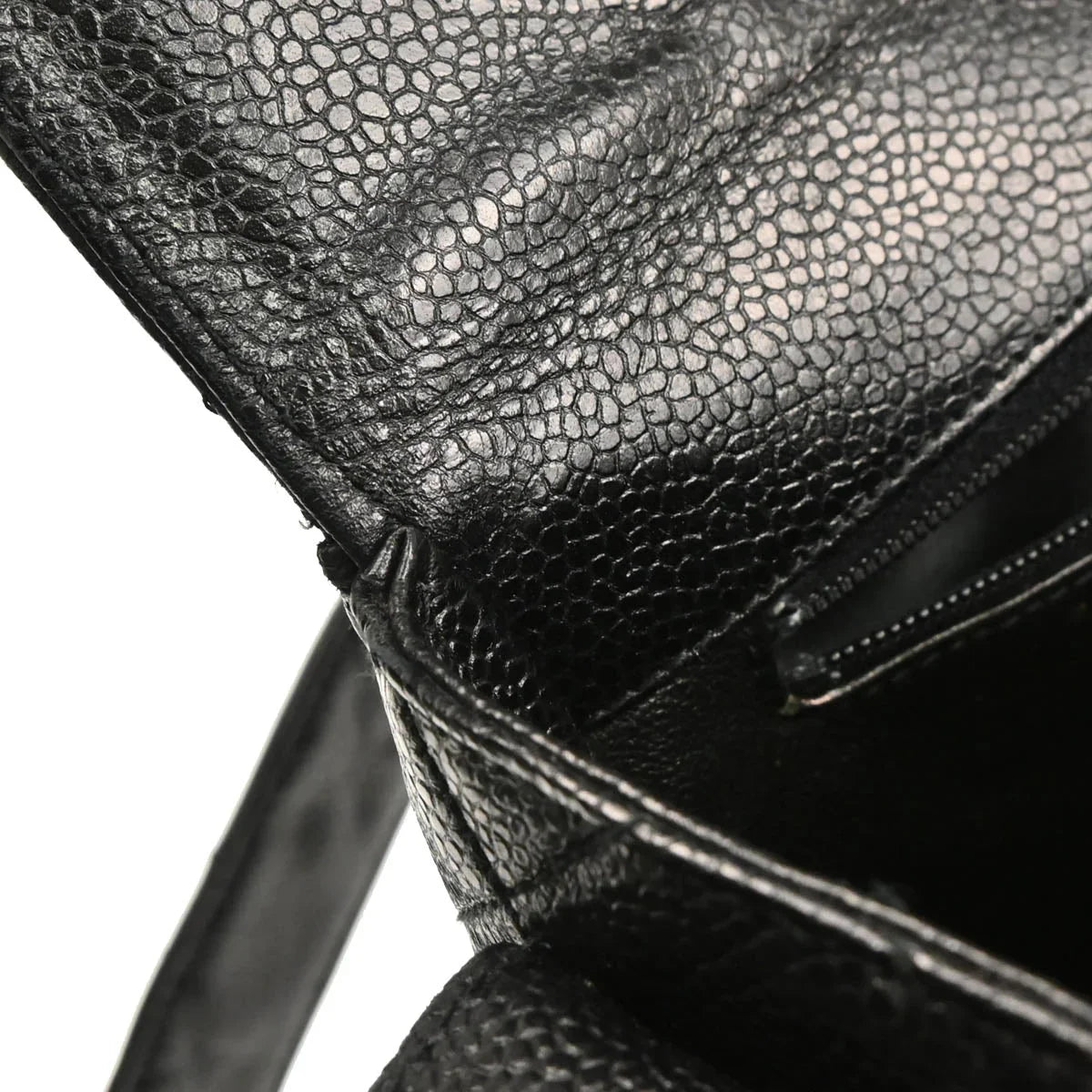 Chanel 1996-1997 Black Caviar Straight Flap Shoulder Bag