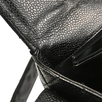 Chanel 1996-1997 Black Caviar Straight Flap Shoulder Bag