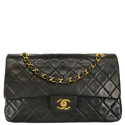 Chanel 1994-1996 Black Lambskin Medium Classic Double Flap Shoulder Bag