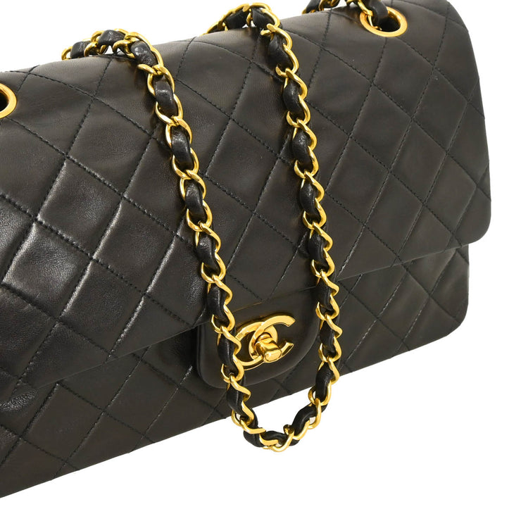 Chanel 1994-1996 Black Lambskin Medium Classic Double Flap Shoulder Bag