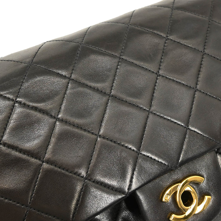 Chanel 1994-1996 Black Lambskin Medium Classic Double Flap Shoulder Bag