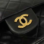 Chanel 1994-1996 Black Lambskin Medium Classic Double Flap Shoulder Bag
