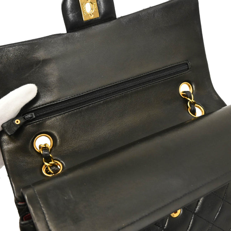 Chanel 1994-1996 Black Lambskin Medium Classic Double Flap Shoulder Bag