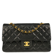 Chanel 1996-1997 Black Lambskin Medium Classic Double Flap Shoulder Bag