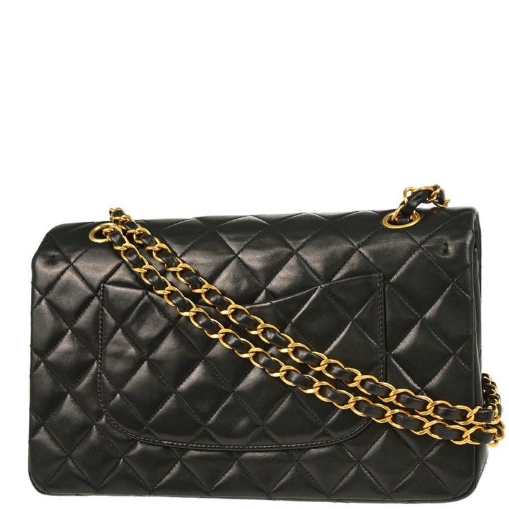 Chanel 1996-1997 Black Lambskin Medium Classic Double Flap Shoulder Bag