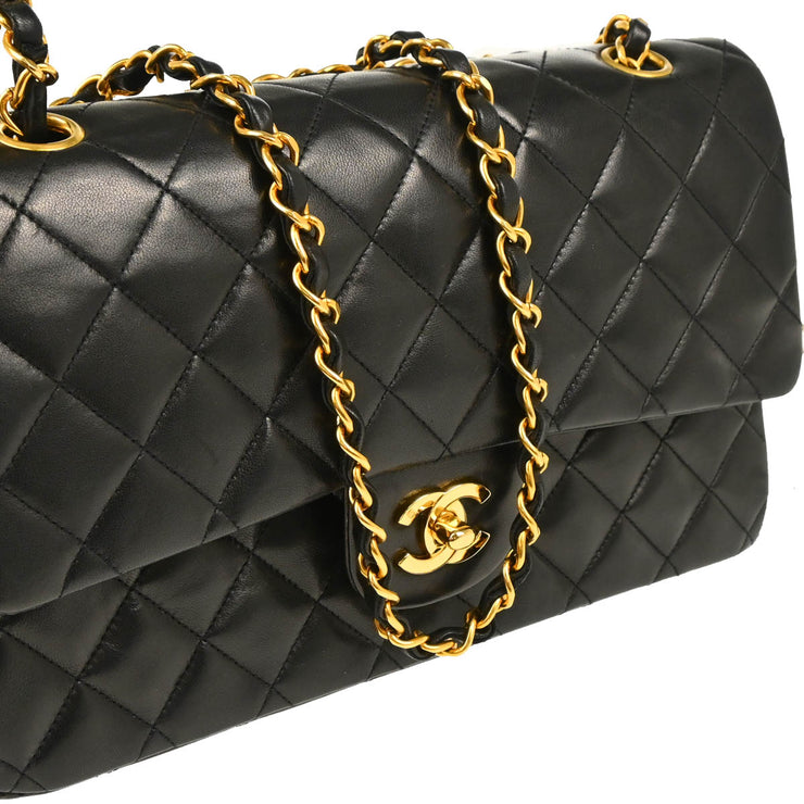 Chanel 1996-1997 Black Lambskin Medium Classic Double Flap Shoulder Bag