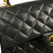 Chanel 1996-1997 Black Lambskin Medium Classic Double Flap Shoulder Bag