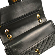Chanel 1996-1997 Black Lambskin Medium Classic Double Flap Shoulder Bag