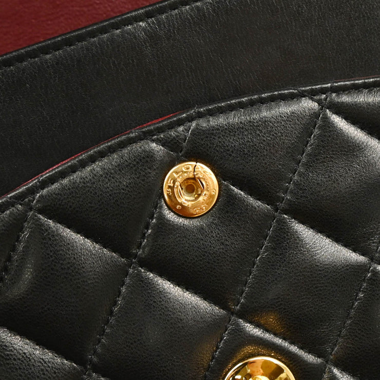 Chanel 1996-1997 Black Lambskin Medium Classic Double Flap Shoulder Bag