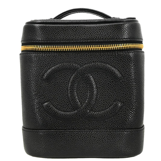 Chanel 2000-2001 Black Caviar Timeless Vanity Handbag