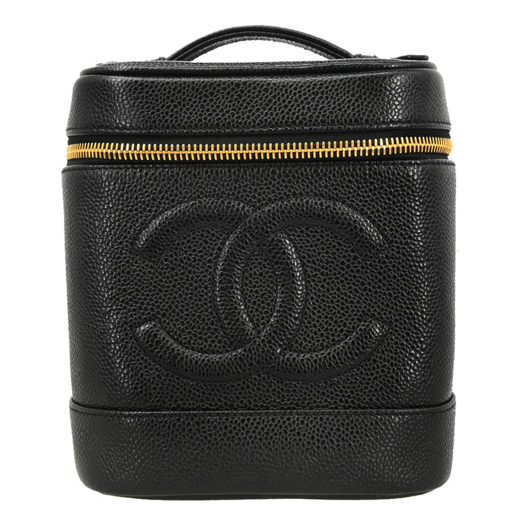Chanel 2000-2001 Black Caviar Timeless Vanity Handbag