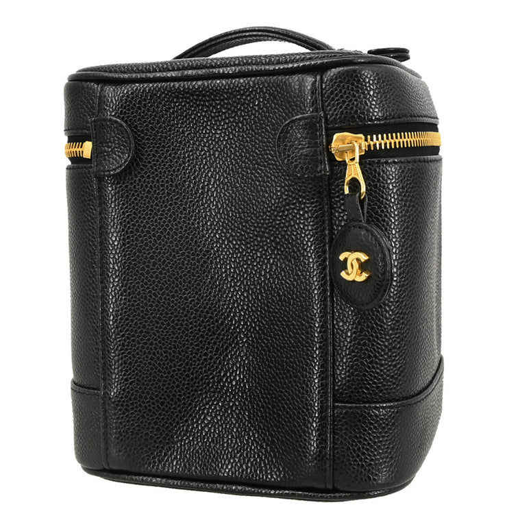 Chanel 2000-2001 Black Caviar Timeless Vanity Handbag