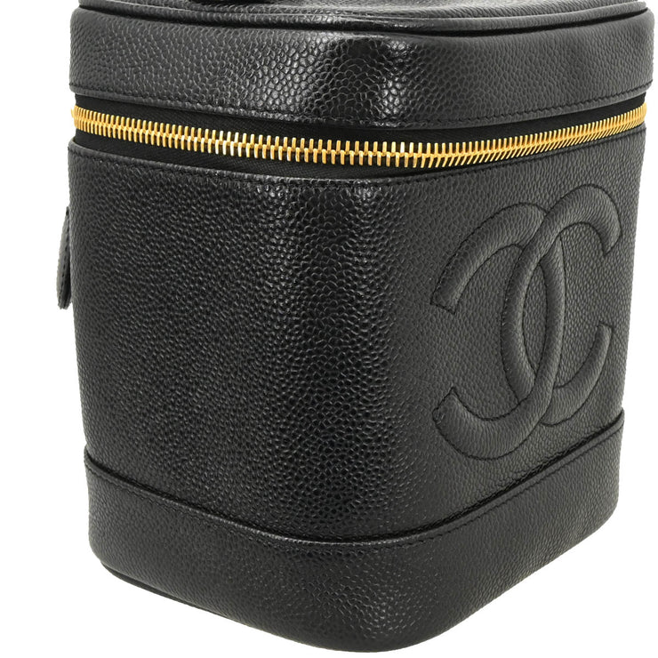 Chanel 2000-2001 Black Caviar Timeless Vanity Handbag