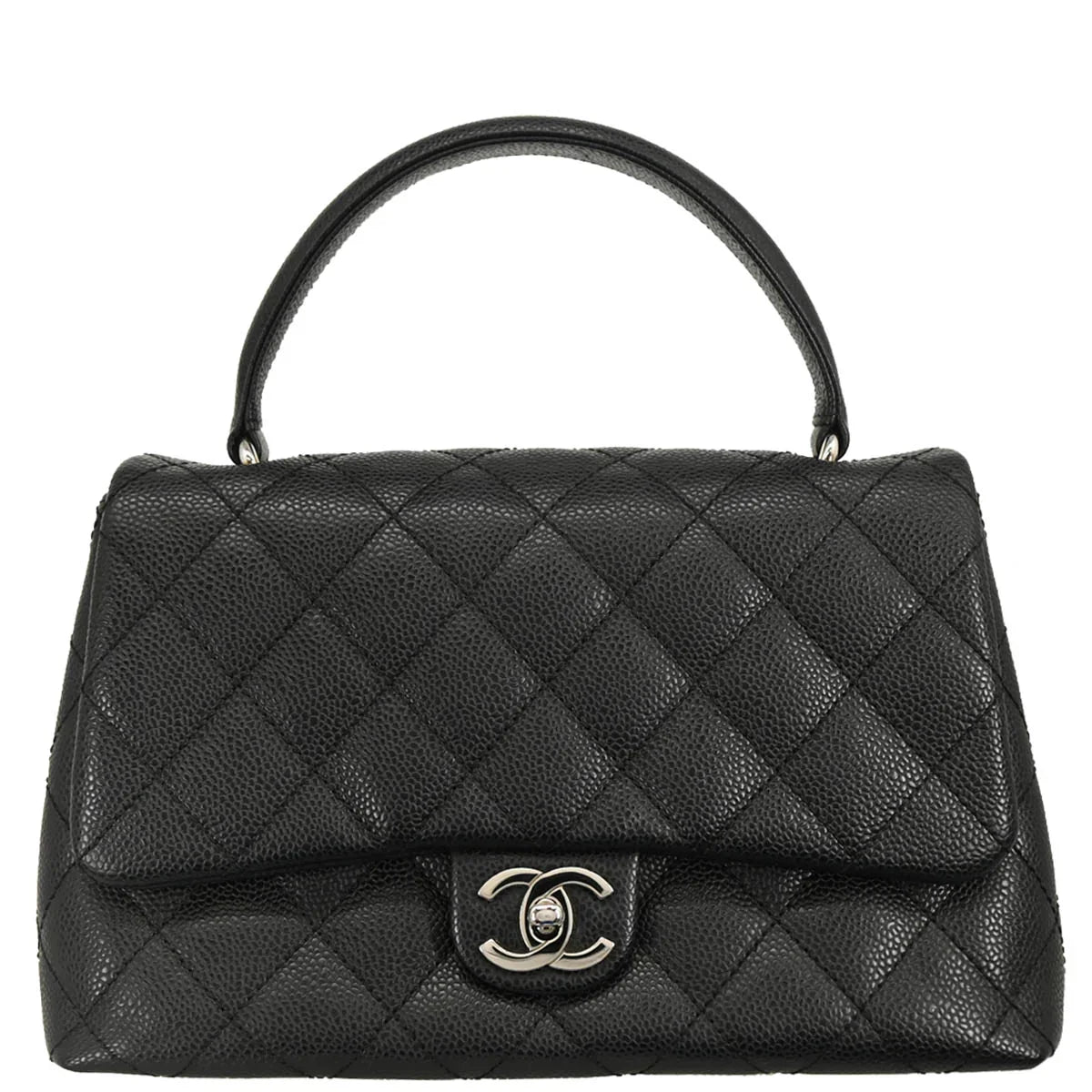Chanel 2006-2008 Black Caviar Top Handle Handbag