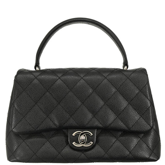 Chanel 2006-2008 Black Caviar Top Handle Handbag