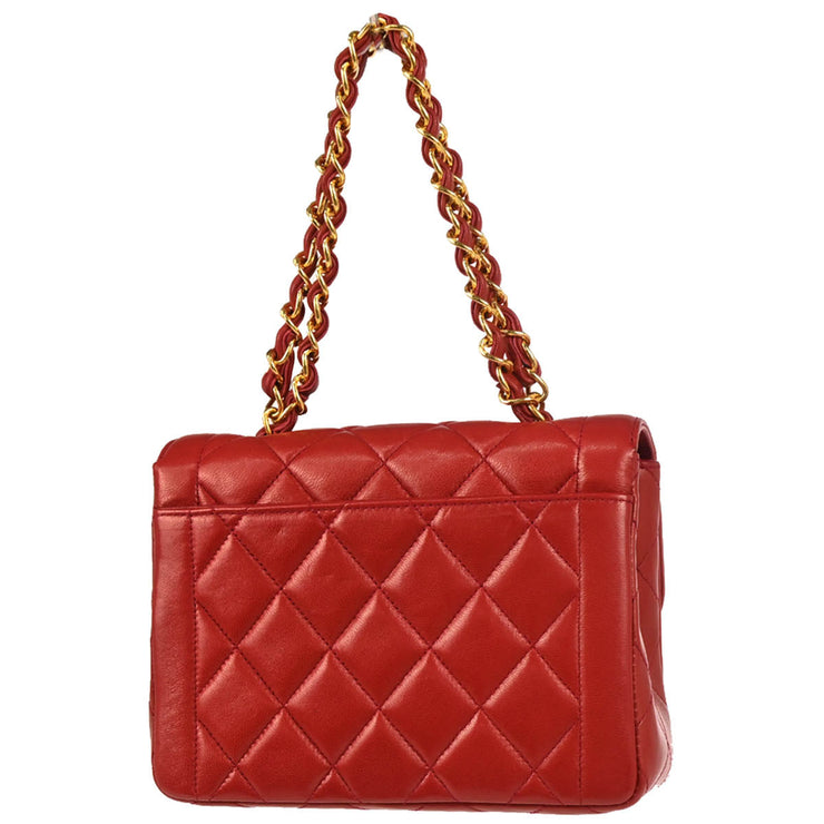 Chanel 1994-1996 Red Lambskin Mini Classic Flap Handbag