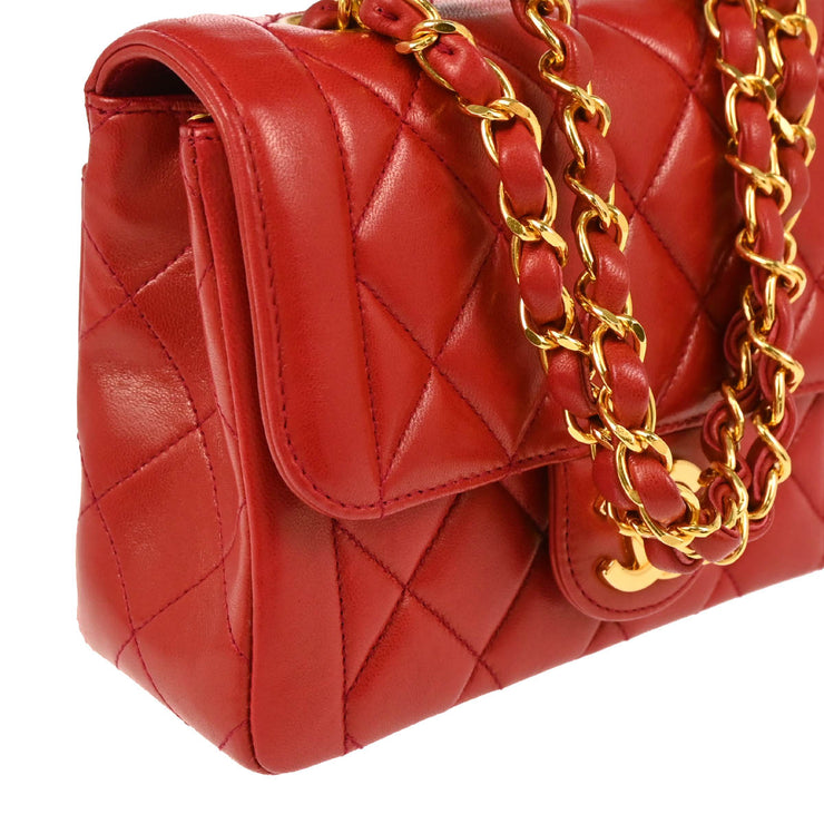 Chanel 1994-1996 Red Lambskin Mini Classic Flap Handbag