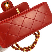 Chanel 1994-1996 Red Lambskin Mini Classic Flap Handbag