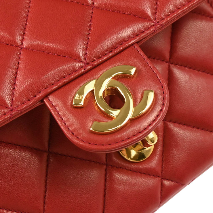 Chanel 1994-1996 Red Lambskin Mini Classic Flap Handbag
