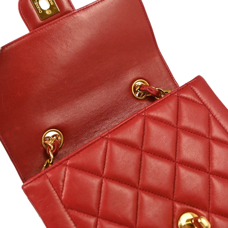 Chanel 1994-1996 Red Lambskin Mini Classic Flap Handbag
