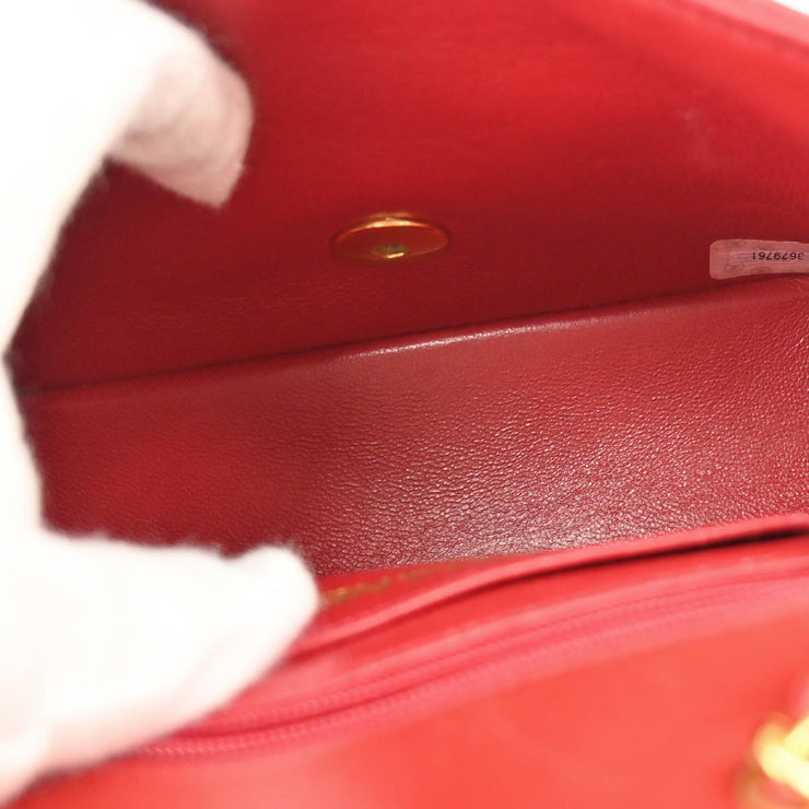 Chanel 1994-1996 Red Lambskin Mini Classic Flap Handbag
