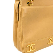 Chanel 1994-1996 Beige Caviar Triple CC Shoulder Tote Bag