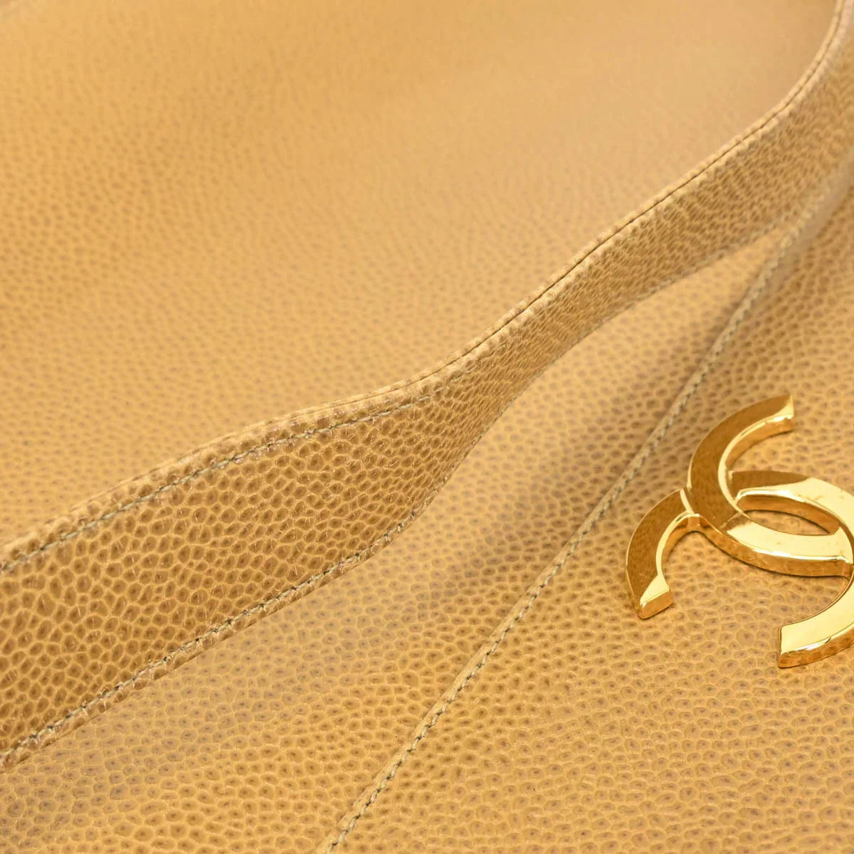 Chanel 1994-1996 Beige Caviar Triple CC Shoulder Tote Bag