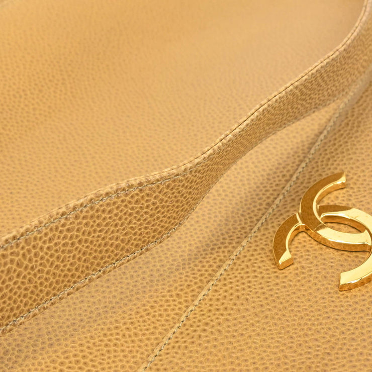 Chanel 1994-1996 Beige Caviar Triple CC Shoulder Tote Bag