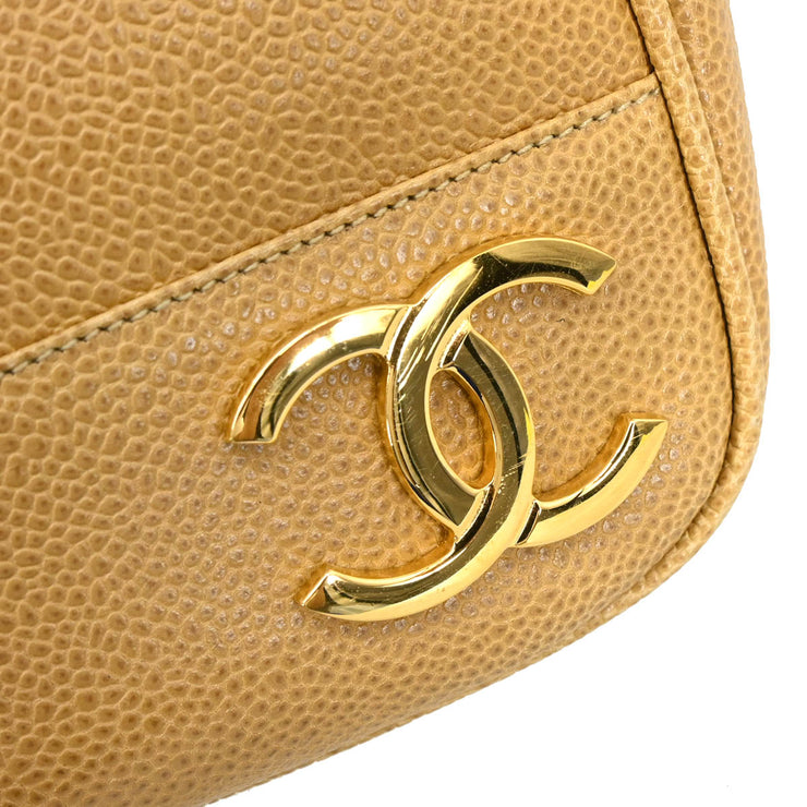 Chanel 1994-1996 Beige Caviar Triple CC Shoulder Tote Bag