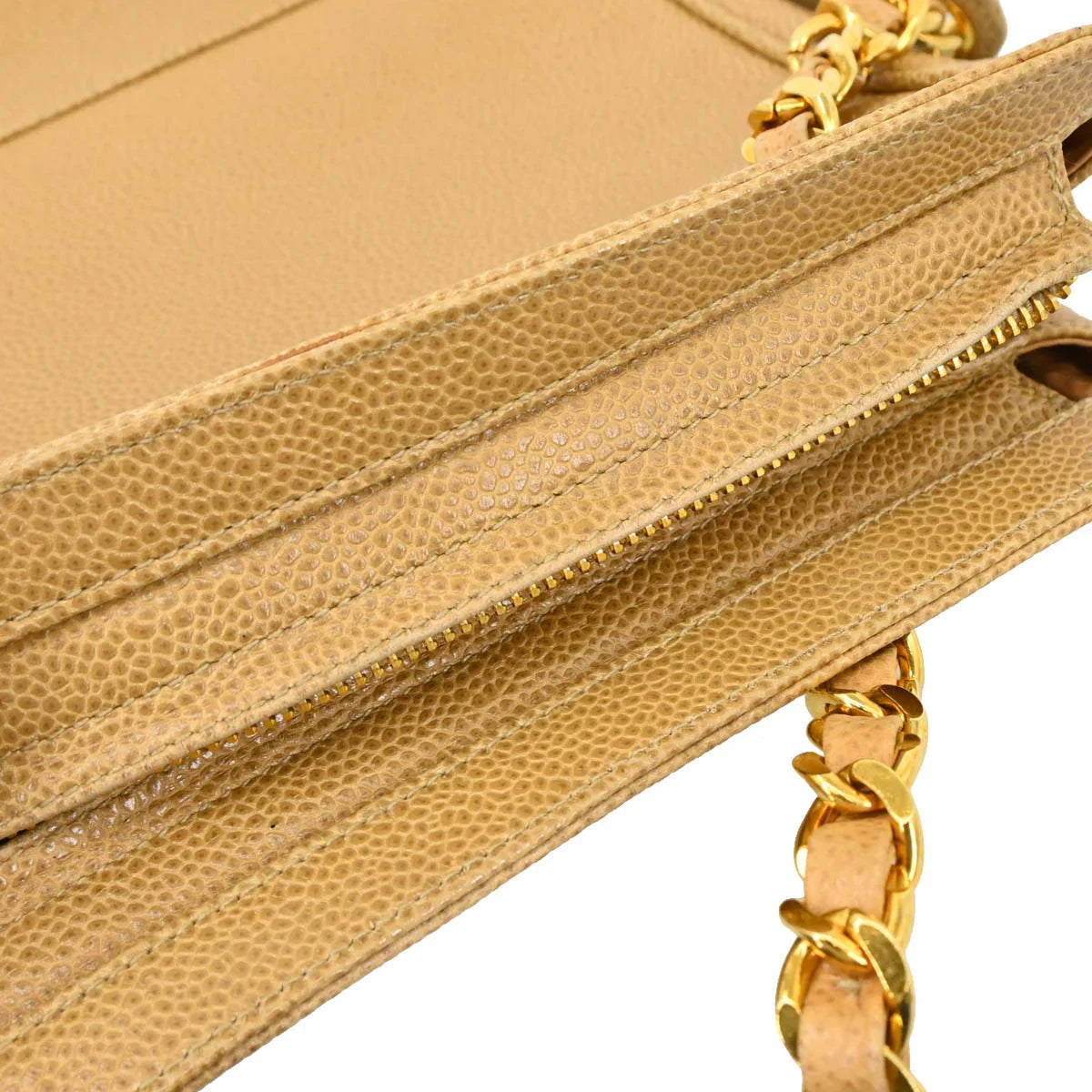Chanel 1994-1996 Beige Caviar Triple CC Shoulder Tote Bag