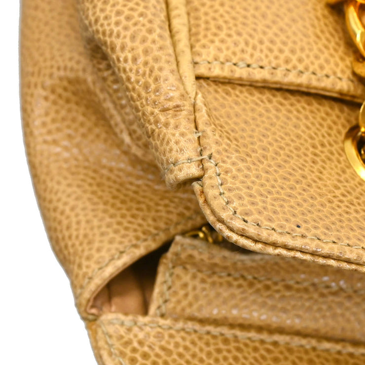 Chanel 1994-1996 Beige Caviar Triple CC Shoulder Tote Bag