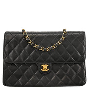 Chanel 2000-2001 Black Lambskin Turnlock Medium Half Flap Shoulder Bag