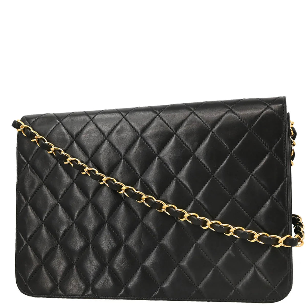 Chanel 2000-2001 Black Lambskin Turnlock Medium Half Flap Shoulder Bag