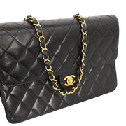 Chanel 2000-2001 Black Lambskin Turnlock Medium Half Flap Shoulder Bag