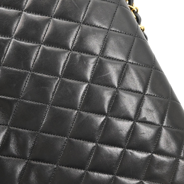 Chanel 2000-2001 Black Lambskin Turnlock Medium Half Flap Shoulder Bag