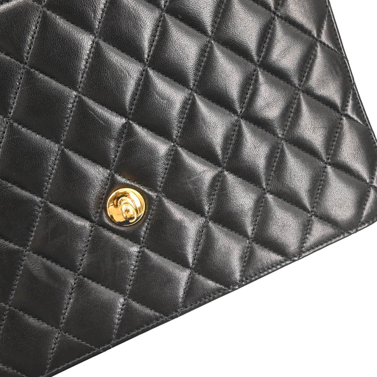 Chanel 2000-2001 Black Lambskin Turnlock Medium Half Flap Shoulder Bag