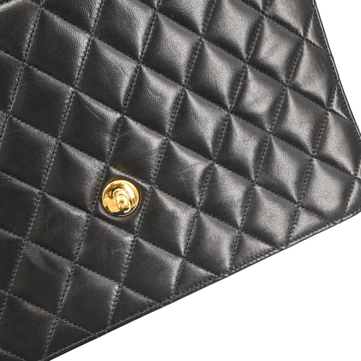Chanel 2000-2001 Black Lambskin Turnlock Medium Half Flap Shoulder Bag