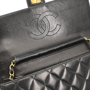 Chanel 2000-2001 Black Lambskin Turnlock Medium Half Flap Shoulder Bag